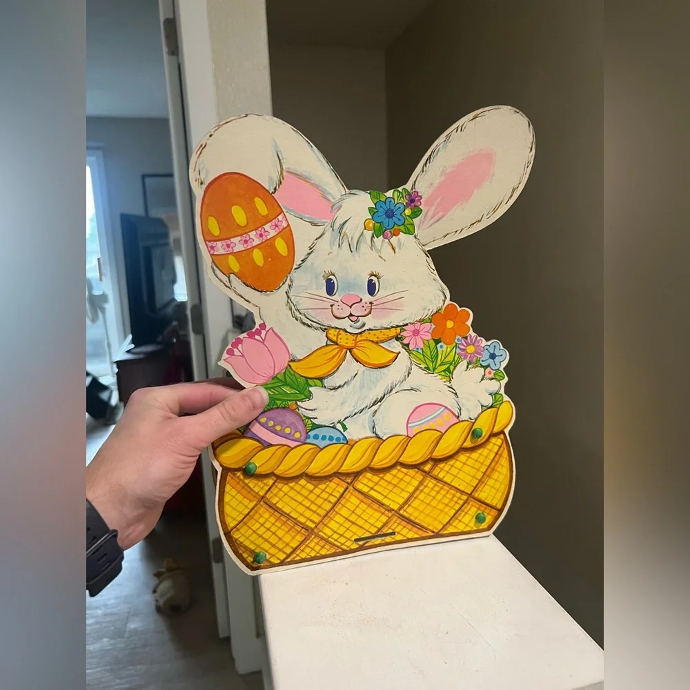 Vintage Cardboard Standing Easter Bunny Rabbit